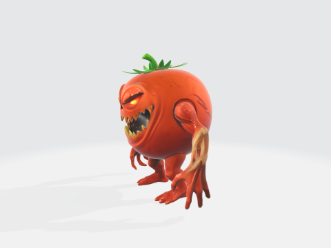 Halloween Tomato Monster - Scary Vegetable Creature Character 3D Model