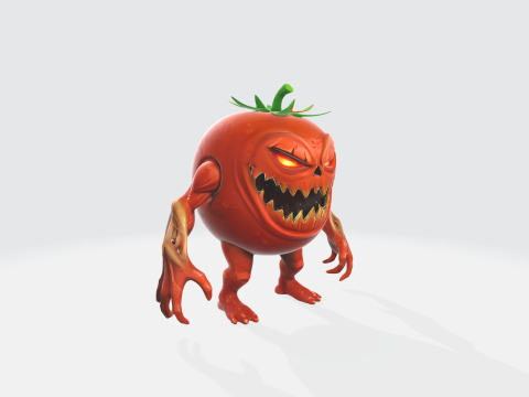 Halloween Tomato Monster - Scary Vegetable Creature Character 3D Model