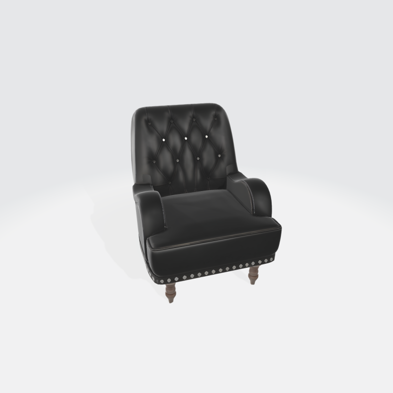 Black Leather Tufted Armchair 3Dモデル .c4d .max .obj .3ds .fbx .stl .blend