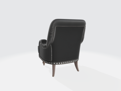 Black Leather Tufted Armchair 3Dモデル