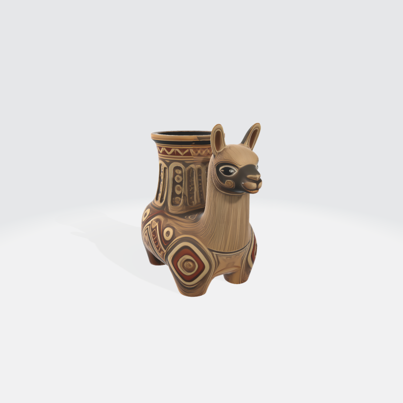 Ancient Peruvian Llama Ceramic Vessel - Incan Archaeological Artifact 3D Model .c4d .max .obj .3ds .fbx .stl .blend