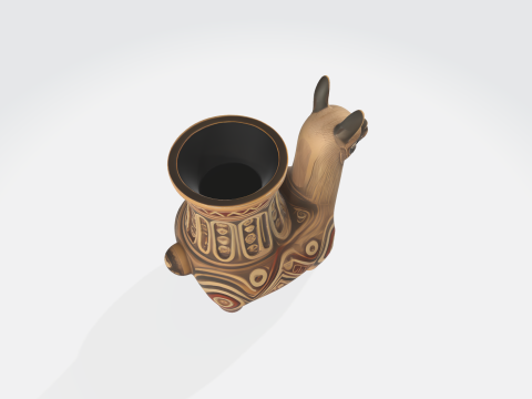 Ancient Peruvian Llama Ceramic Vessel - Incan Archaeological Artifact 3D Model
