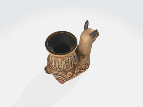 Starożytne peruwiańskie naczynie ceramiczne z lamy - artefakt archeologiczny Ink&oacute;w Model 3D