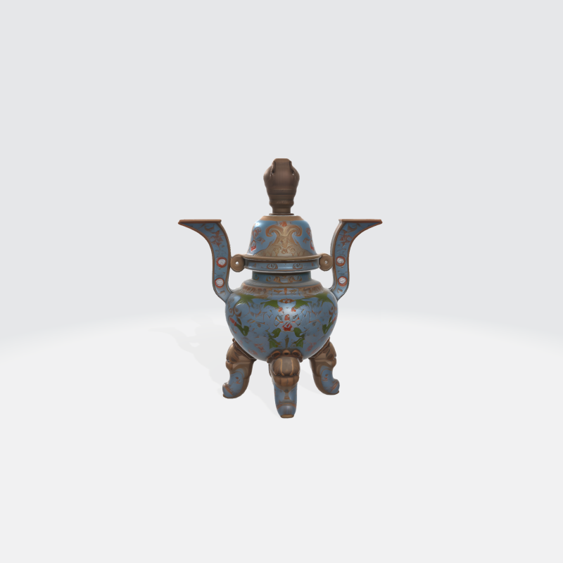 Chinese Cloisonn Ritual Incense Burner - Ancient Asian Ceremonial Vessel 3Dモデル .c4d .max .obj .3ds .fbx .stl .blend 