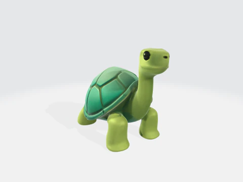 Мультяшная черепаха, стилизованный под животное 3D Модель