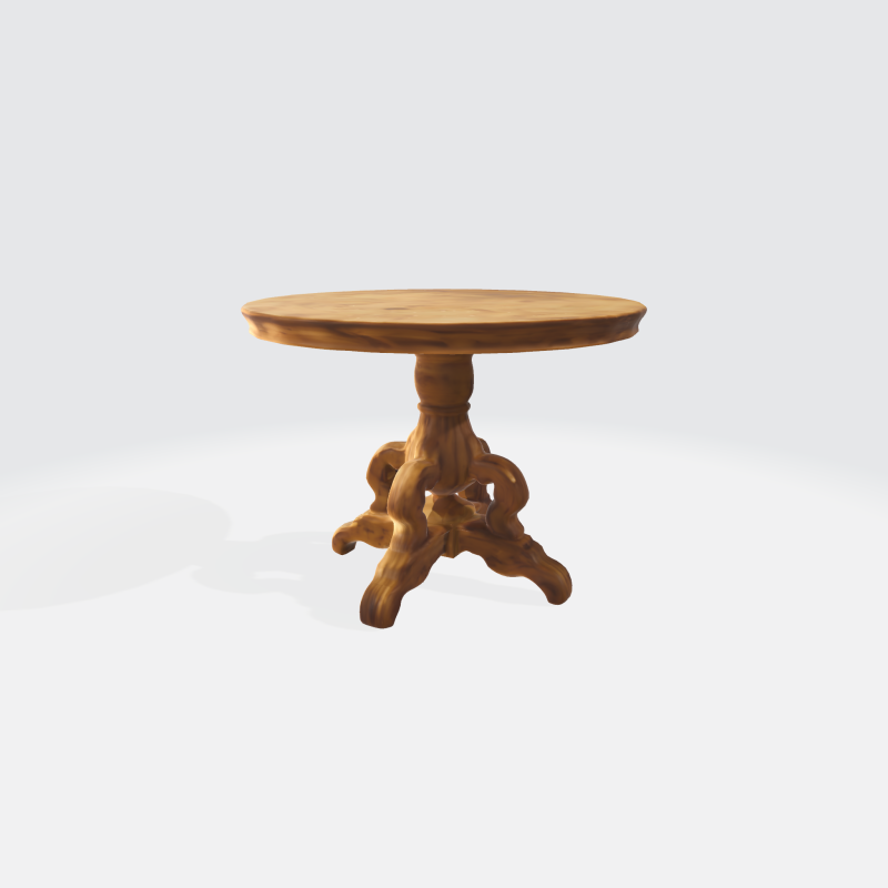 Vintage Wooden Round Table Realistic Furniture Asset for Interior 3D Модель .c4d .max .obj .3ds .fbx .stl .blend