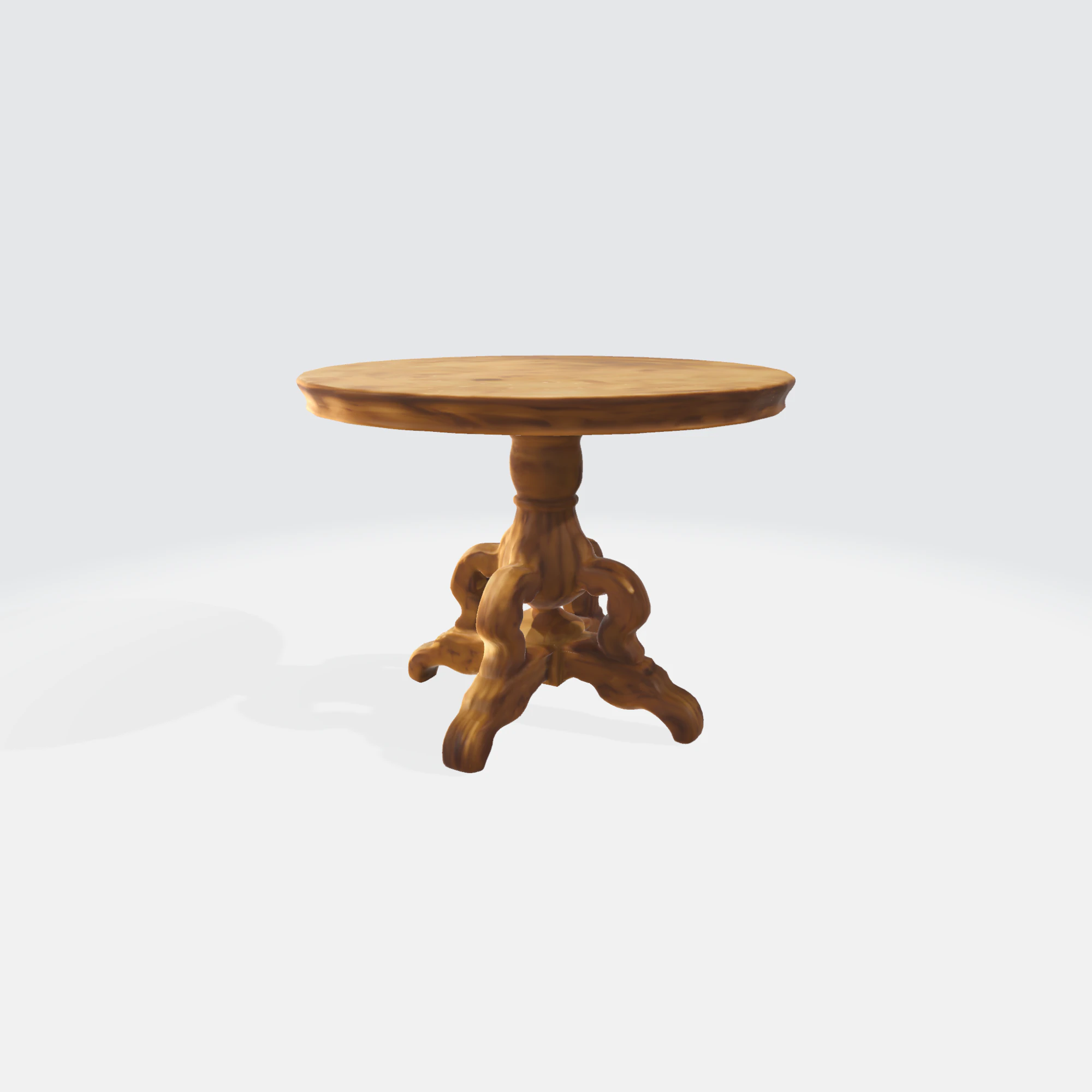 Vintage Wooden Round Table Realistic Furniture Asset for Interior 3D Model .c4d .max .obj .3ds .fbx .stl .blend 