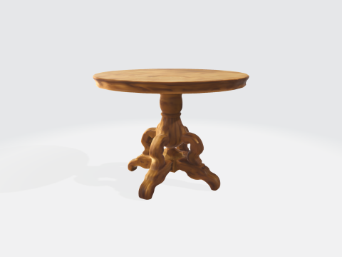 Vintage Wooden Round Table Realistic Furniture Asset for Interior 3Dモデル