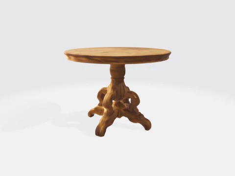 Vintage Wooden Round Table Realistic Furniture Asset for Interior 3D Model