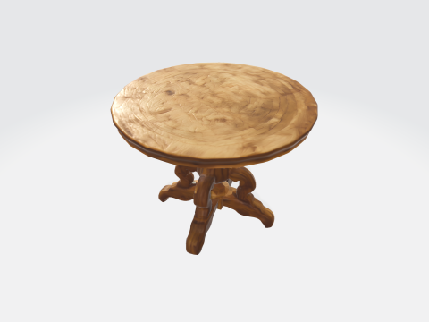 Vintage Wooden Round Table Realistic Furniture Asset for Interior 3D Модель