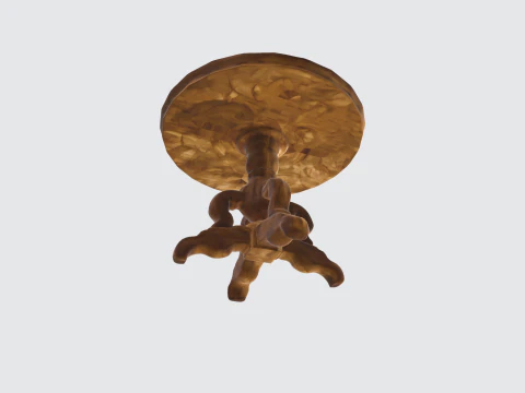 Vintage Wooden Round Table Realistic Furniture Asset for Interior 3D Model