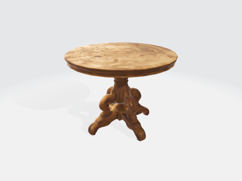 Vintage Wooden Round Table Realistic Furniture Asset for Interior 3D Модель