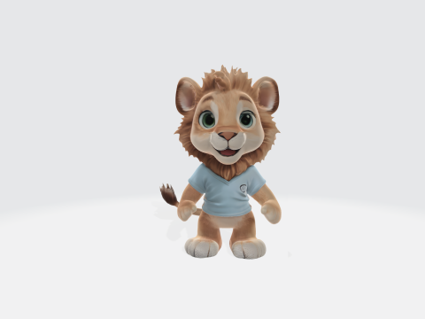 Cute Baby Lion 3D Character Model Cartoon Animal Mascot 3D Модель