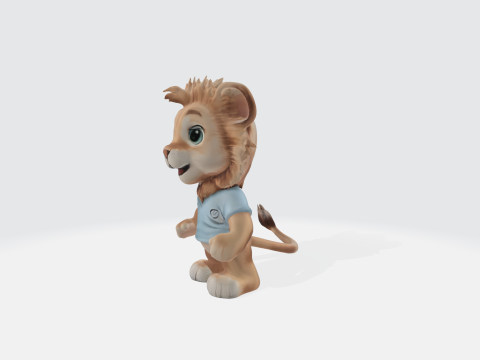Cute Baby Lion 3D Character Model Cartoon Animal Mascot 3D मॉडल