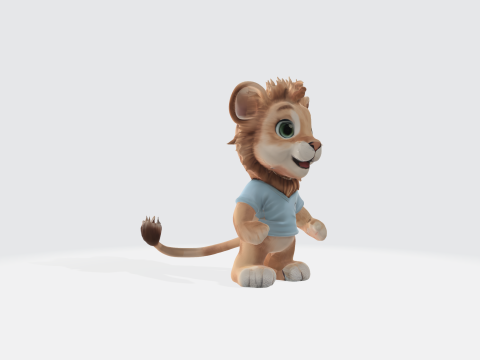 Cute Baby Lion 3D Character Model Cartoon Animal Mascot 3D मॉडल