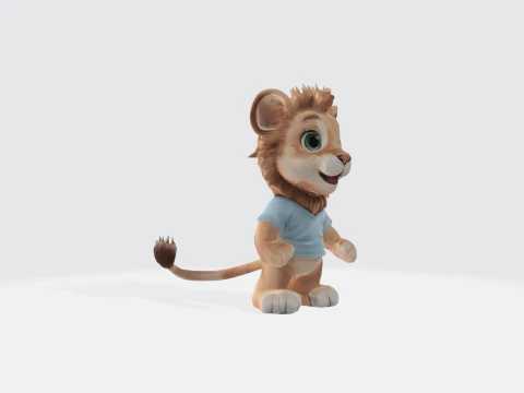 Cute Baby Lion 3D Character Model Cartoon Animal Mascot 3D Model