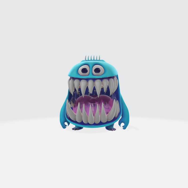 Cartoon Monster - Stylized Character with Big Teeth Modelo 3D .c4d .max .obj .3ds .fbx .stl .blend