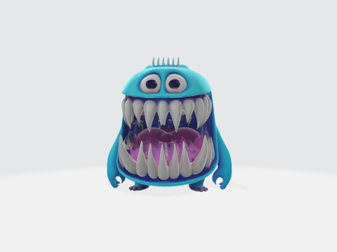 Cartoon Monster - Stylized Character with Big Teeth Modelo 3D