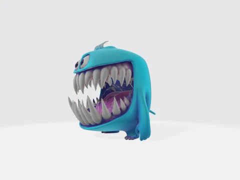 Cartoon Monster - Stylized Character with Big Teeth 3D Model