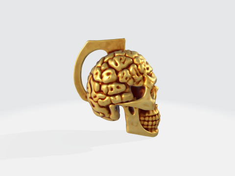 Gold Skull Brain Realistic Anatomy Sculpture for Horror Fantasy Medical 3D Модель