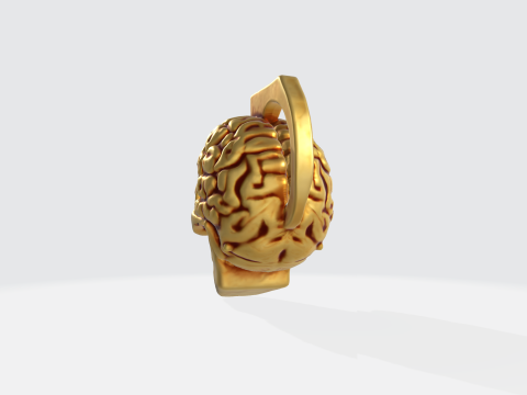 Gold Skull Brain Realistic Anatomy Sculpture for Horror Fantasy Medical 3D Модель