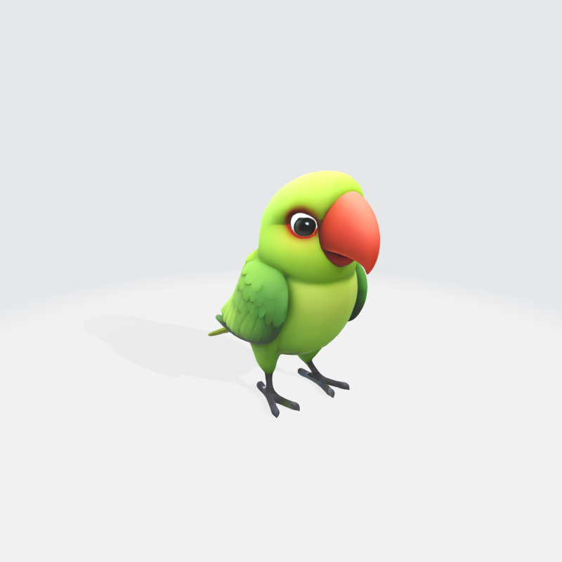 3D Cartoon Parrot Model Stylized Bird Character 3D Model .c4d .max .obj .3ds .fbx .stl .blend