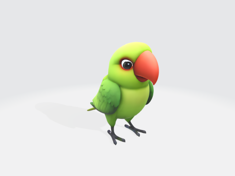 3D Cartoon Parrot Model Stylized Bird Character 3D Model