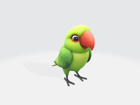 Modelo de papagaio de desenho animado, personagem de p&aacute;ssaro estilizado Modelo 3D Modelo 3D