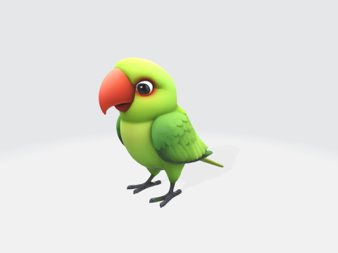 3D Cartoon Parrot Model Stylized Bird Character 3D Model