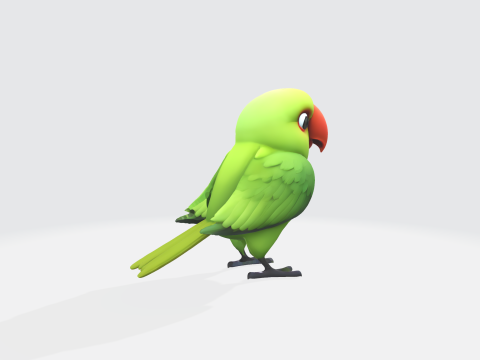 3D Cartoon Parrot Model Stylized Bird Character 3D Model