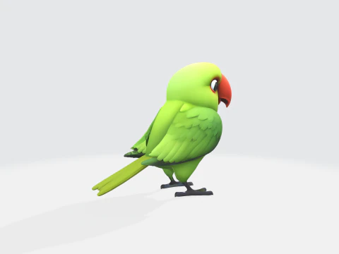 Modelo de papagaio de desenho animado, personagem de p&aacute;ssaro estilizado Modelo 3D Modelo 3D