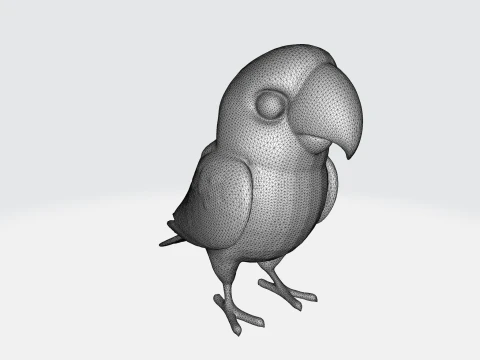 Modelo de papagaio de desenho animado, personagem de p&aacute;ssaro estilizado Modelo 3D Modelo 3D