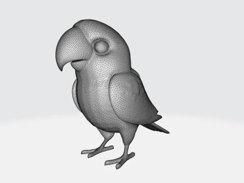 Modelo de papagaio de desenho animado, personagem de p&aacute;ssaro estilizado Modelo 3D Modelo 3D