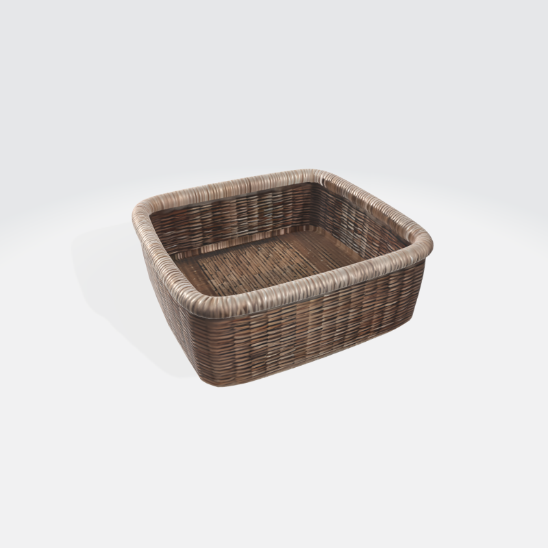 Wicker Basket - Realistic Square Rattan Basket for Interior Design Model 3D .c4d .max .obj .3ds .fbx .stl .blend 
