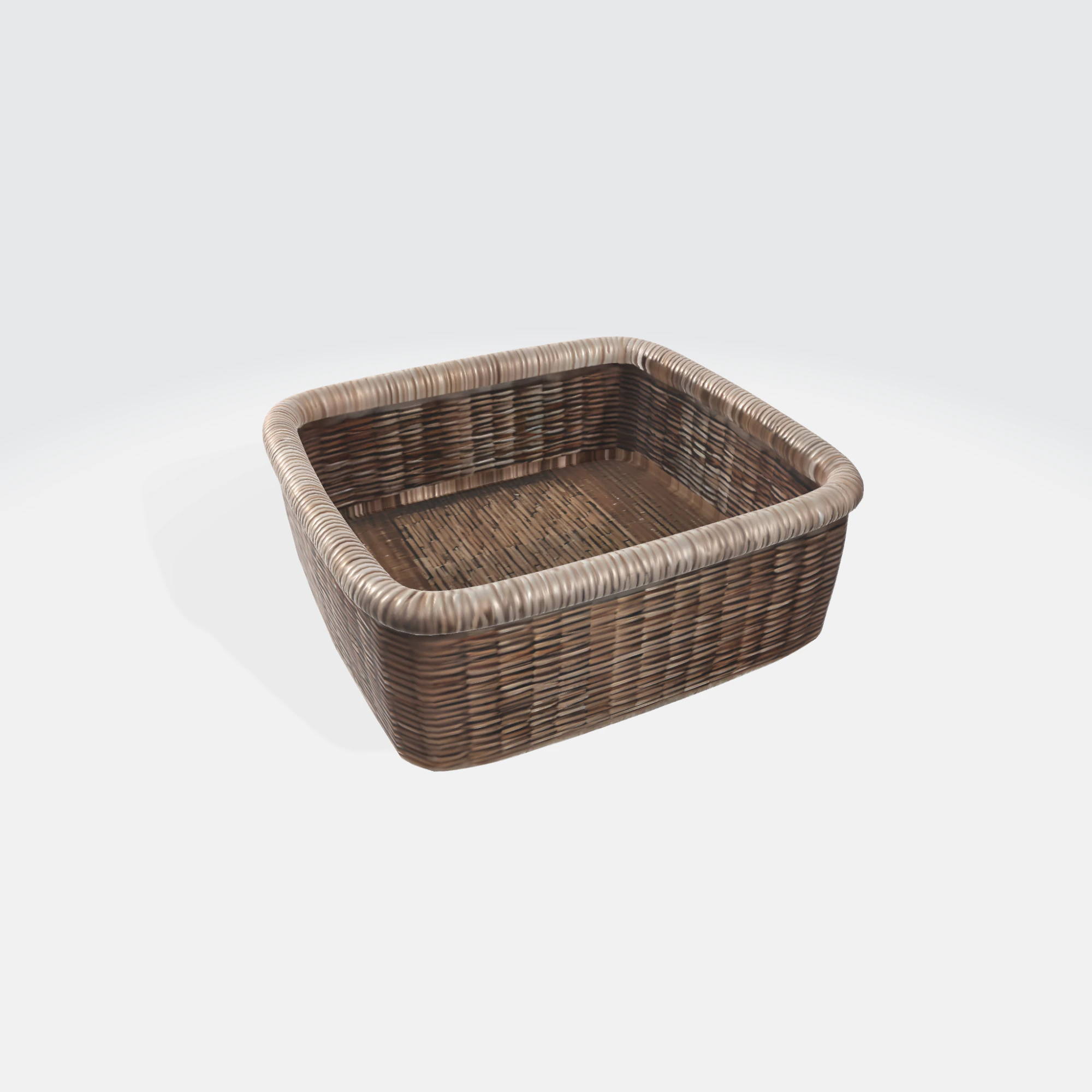 Wicker Basket - Realistic Square Rattan Basket for Interior Design 3D Model .c4d .max .obj .3ds .fbx .stl .blend 