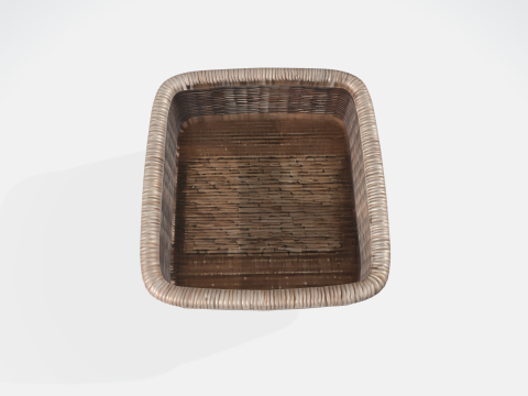 Wicker Basket - Realistic Square Rattan Basket for Interior Design Model 3D