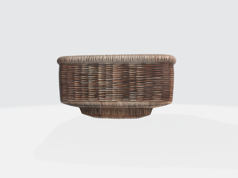 Wicker Basket - Realistic Square Rattan Basket for Interior Design Model 3D