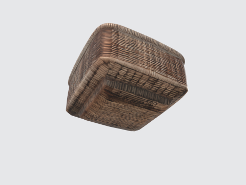 Wicker Basket - Realistic Square Rattan Basket for Interior Design Model 3D