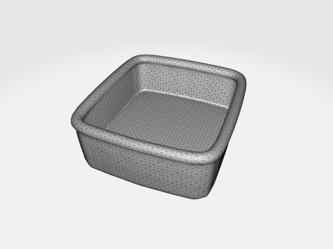 Wicker Basket - Realistic Square Rattan Basket for Interior Design Model 3D
