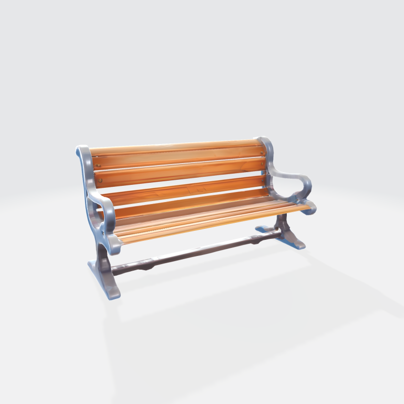 3D Park Bench Model Realistic Outdoor Wooden Metal Seat - Urban Environment Prop Modello 3D .c4d .max .obj .3ds .fbx .stl .blend