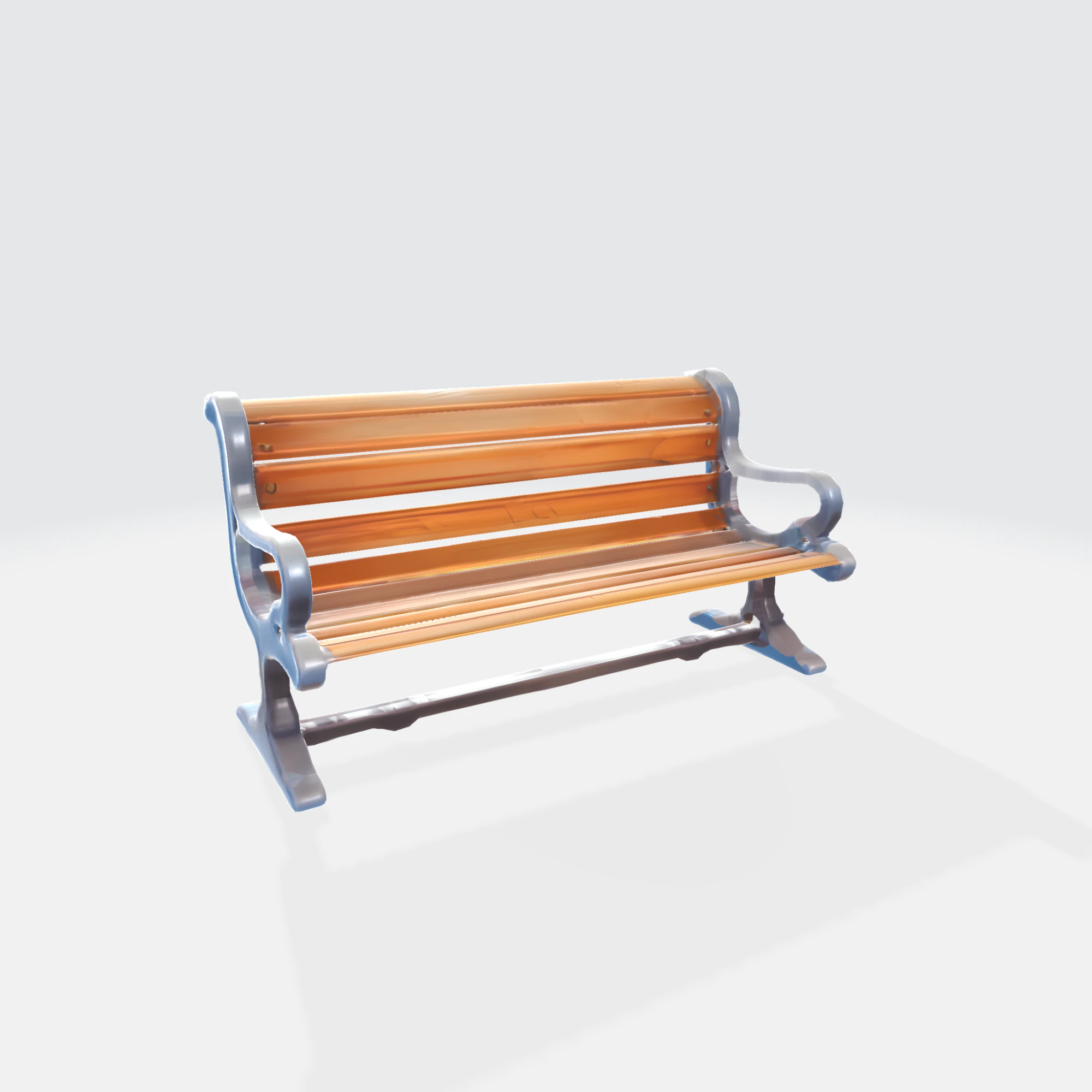 Modelo de banco de parque 3D, asiento de metal de madera realista para exteriores, accesorio para entorno urbano Modelo 3D .c4d .max .obj .3ds .fbx .stl .blend 