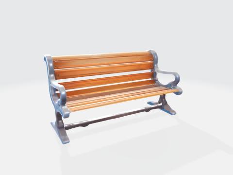 3D Park Bench Model Realistic Outdoor Wooden Metal Seat - Urban Environment Prop 3D Model