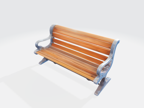 3D Park Bench Model Realistic Outdoor Wooden Metal Seat - Urban Environment Prop Modello 3D