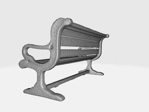 3D Park Bench Model Realistic Outdoor Wooden Metal Seat - Urban Environment Prop Modello 3D