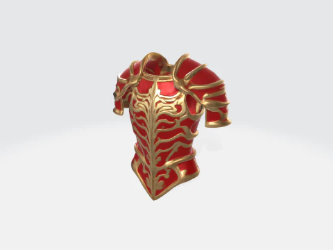 Fantasy Armor Red and Gold Medieval Chestplate 3D Model