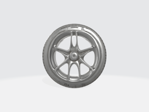 Realistic Car Tire and Alloy Wheel 3D Модель
