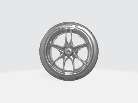 Realistic Car Tire and Alloy Wheel 3D Model