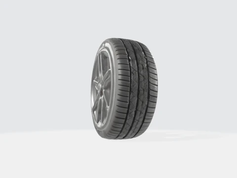 Realistic Car Tire and Alloy Wheel 3D Model