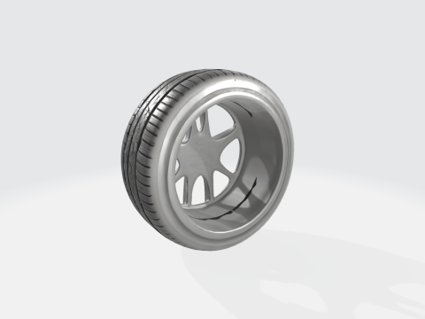 Realistic Car Tire and Alloy Wheel 3D Модель
