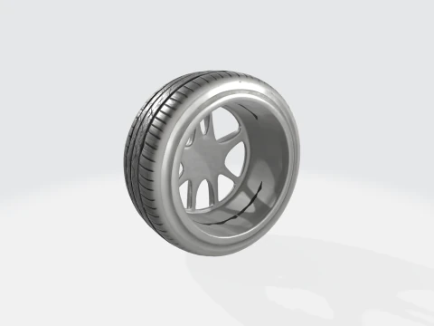 Realistic Car Tire and Alloy Wheel 3D Model